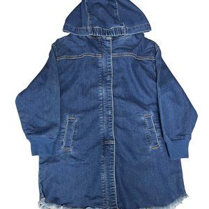 NWT Stem SIZE 6 Girls Trendy Nordstroms Denim Knit Hooded Coat Jacket